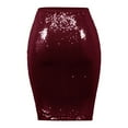 thumbnail image 5 of vigerkar Glitter Sequin Skirt for Women High Waist Stretch Bodycon Skirts Concert Party Sparkly Knee Length Wrap Midi Skirt (Wine, S), 5 of 5