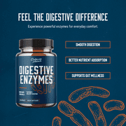 Pure Digestive Enzyme Capsules with Lipase Amylase Protease - Aids Digestive System Natural Immune System Booster - Breaks Down Carbohydrates Reduce Bloating Gas Digestive Enzymes Pills