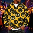 thumbnail image 2 of IYYVV Halloween Quarter Zip Up Sweaters for Men Lightweight Mock Neck Pullover Casual Pumpkin Printed Sweaters Yellow 3XL, 2 of 6
