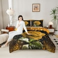 thumbnail image 4 of Homewish Gold Glitter Print Full Size Comforter Sets,Romsntic Yellow Rose Bedding Comforter Set,Rustic Flower Floral Bedding Sets For Adults,Ultra Soft Home Decor Reversible,3-Piece, 4 of 8