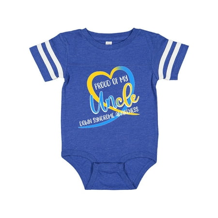 

Inktastic Proud of my Uncle Down Syndrome Awareness Heart Ribbon Gift Baby Boy or Baby Girl Bodysuit
