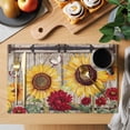thumbnail image 2 of Sunflowers Placemats Set of 6 Retro Flower Barn Doors Butterfly Farmhouse Brown Place Mats Indoor Wipeable Table Mats Washable Dining Table Placemats for Kitchen Holiday Party Home Decor 13x19 Inch, 2 of 9