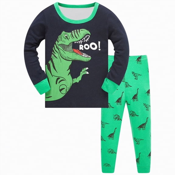 Ccpelsie Toddler Girls and Boys Clothes Cute Cartoon Print Round NeckTops Pants Outfits Kids Spring and Summer 2-Piece Set(Green,5-6 Years)