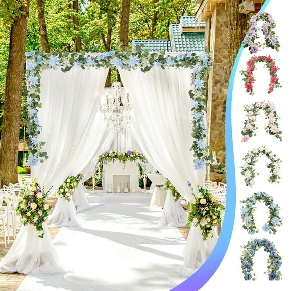 Xuniizn Floral Garland, 5.9Ft Eucalyptus Garland, Artificial Rose Vine with Greenery Garlands for Anniversary Wedding Birthday Christmas Wall Arch Decor, Spring Flower Garland for Decoration