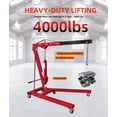 thumbnail image 6 of 2-ton folding cherry picker engine hoist, 4400lb hydraulic lift, telescopic boom, red, heavy-duty with 6 casters for shop use, 6 of 8