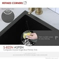thumbnail image 4 of Stylish Dual Mount 22" Black Composite Granite Single Bowl Kitchen Sink with Strainer S-822N, 4 of 12