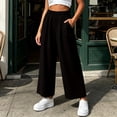 thumbnail image 5 of Women's Solid Color Loose Casual Long Pants With Pockets And Elastic Waist, 5 of 6