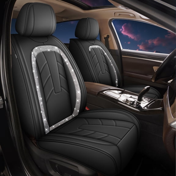 DIKSOAKR Car Seat Cover for Toyota Corolla 2000-2019 Waterproof Leather Diamond Seat Covers Cushion Lumbar Support Comfort Automotive Interior Black,Full Set(2 Row 5 Seats)
