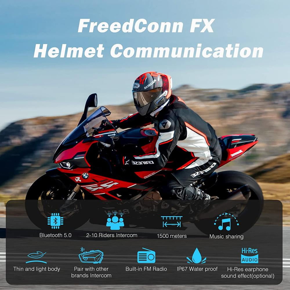 Freedconn Motorcycle Helmet Bluetooth Headset Universal Fittment FX 2-10 Rider