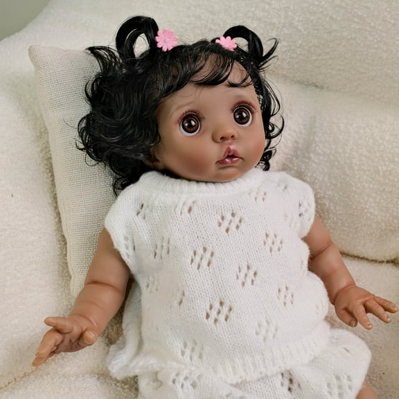 Realistic Reborn Baby Dolls Black Girl – 16 Inch Lifelike Real Life African American Newborn Doll with Soft Cloth Body Gift Set for Kids Age 3