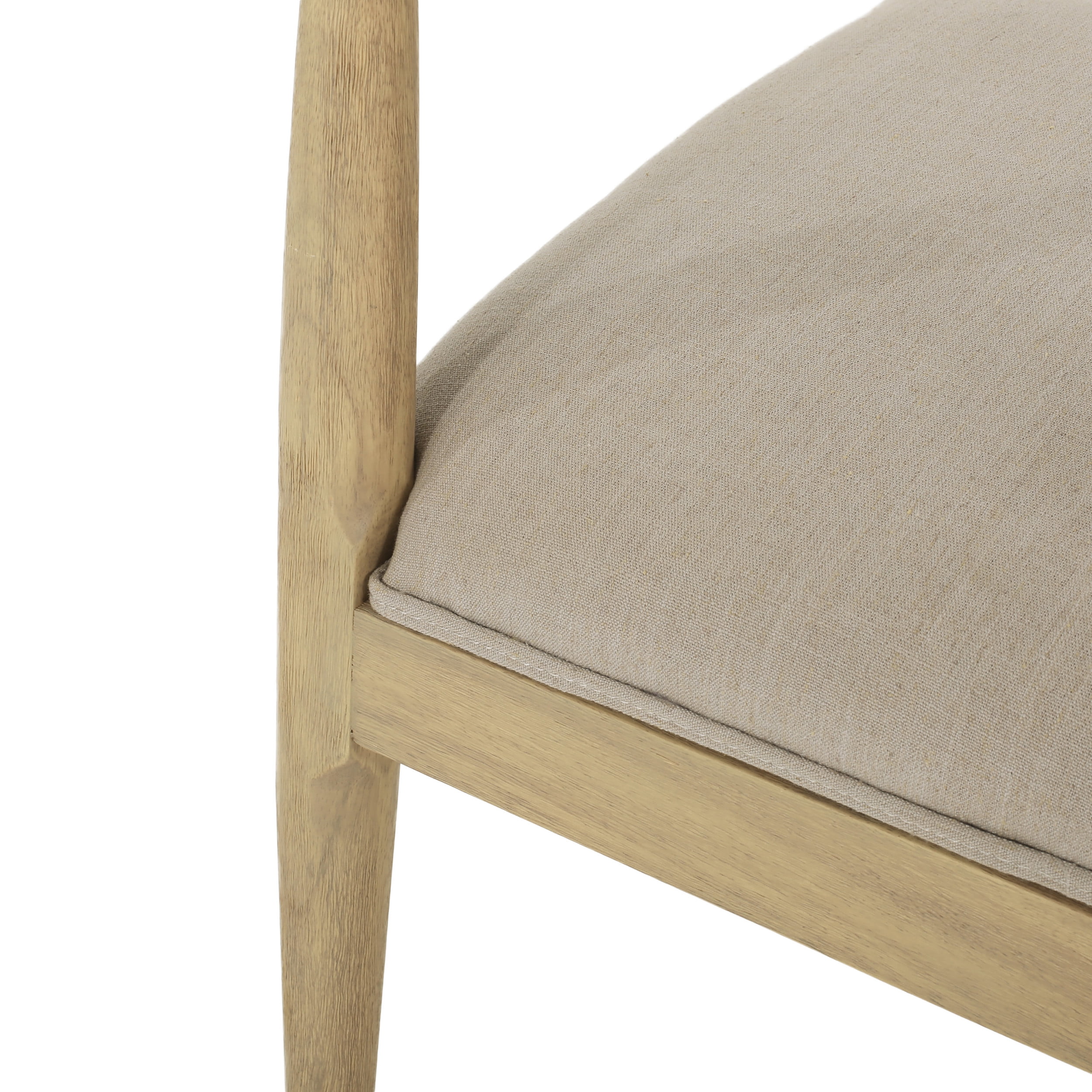 Noble House Cotterell Fabric and Wood Dining Chairs, Set of 2, Pebble Linen and Light Ash