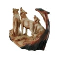 thumbnail image 3 of Howling Wolf Family Carved Wood Look Resin Statue, 3 of 4
