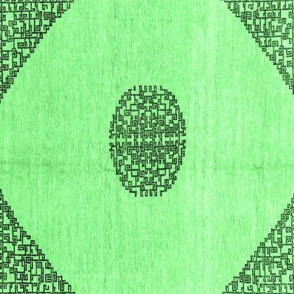 Ahgly Company Indoor Square Abstract Emerald Green Modern Area Rugs, 4' Square