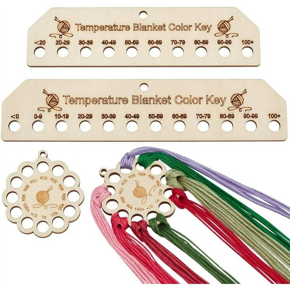 4pcs 3 Sizes Wooden Embroidery Floss Organizer 12-Holes with Numbers Winding Plate Round Rectangle Board Card Thread Project Cards for DIY Sewing Stitch Storage Thread DIY