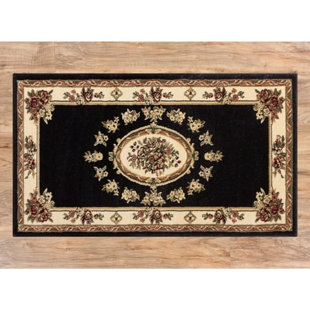 Well Woven Agra Traditional French Country Aubusson Floral Mat Accent Rug - 2 3  x 3 11 Traditional French Country collection is perfect blend of style and quality. Super soft and plush 0.5 inch pile gives an exceptionally textured look. The rug size of 2 3 x 3 11 offers beautiful traditional style that will fit any room in your home. This collection offers a new take on traditional in a fresh  yet timeless palate of warm  neutral ivory and beige  with vibrant jewel tone colors. Machine-made  very durable and easy maintenance and care Pile Height: 0.25 - 0.5 inch Product Features: Antimicrobial  Stain Resistant Material: Polypropylene Style: Traditional  Classic  Country Pattern: Floral Weave Type: Machine-Made Rug Type: Indoor Feature: Latex Free Exact Size: 2 3  x 3 11  Rug Size: 2  x 4   2  x 3  Shape: Rectangle Exact Color: Black/Beige  Ivory/Beige  Brown/Beige  Grey/Beige  Red/Beige  Green/Beige Secondary Color: Ivory  Beige Color: Ivory  Blue  Red  Black  Grey  Green  Brown Tip: We recommend the use of a non-skid pad to keep the rug in place on smooth surfaces. All rug sizes are approximate. Due to the difference of monitor colors  some rug colors may vary slightly. We try to represent all rug colors accurately. Please refer to the text above for a description of the colors shown in the photo.