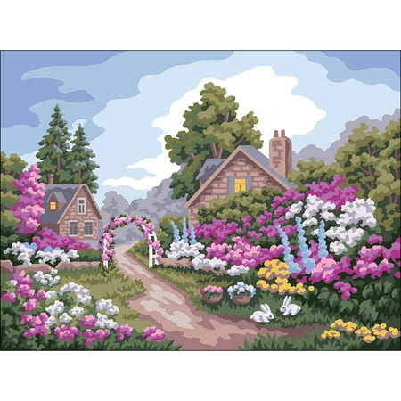 Collection D'Art Needlepoint Printed Tapestry Canvas, 40cm x 50cm, Flower Gate