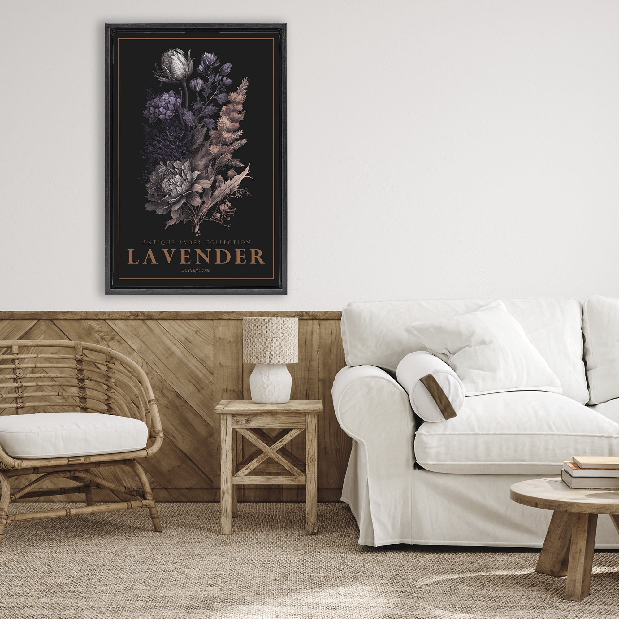 Stupell Industries Antique Lavender Light Black Framed Floater Canvas Wall Art, design by Chris Giampietro