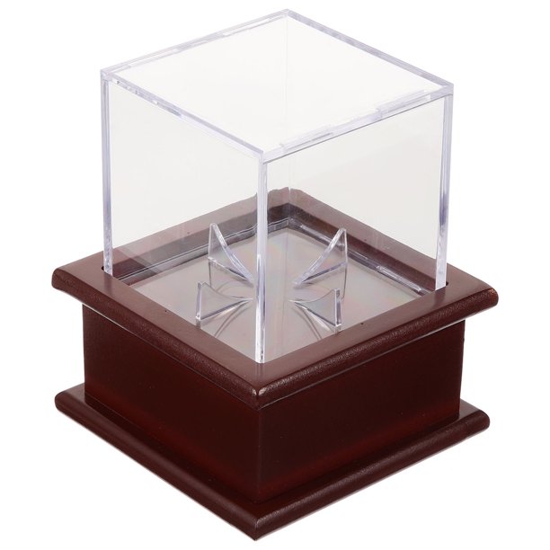 GOOHOCHY Exhibidor Transparente De Béisbol Con Material Acrílico Y Base Marrón Ideal Para Mostrar Colecciones En Casa