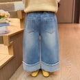 thumbnail image 6 of EnJoCho Girls Jeans Wide Leg Elastic High Waist Loose Fit Pocketed Denim Trousers Classic Bottoms For Kids Spring Autumn Back-to-School Daily Fashion Casual Wear, 6 of 9
