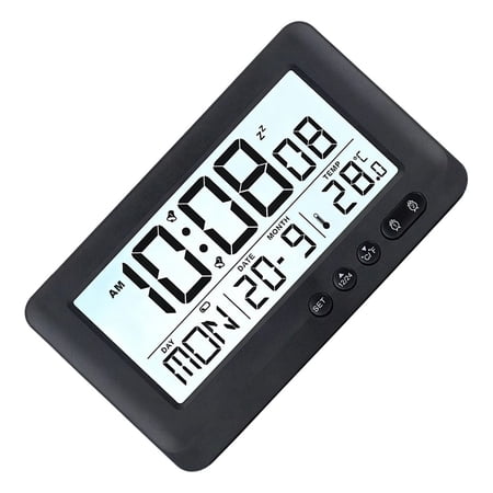 Electronic Clock with LCD Display Date Week Temp 12/24 Hour Dual Alarm