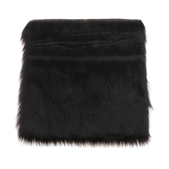 Cozy Luxury Furry Car Seat Cushion Square Carpet Floor Mat 45x45cm Black