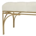 thumbnail image 5 of DecMode Velvet Tufted Bench with Gold Metal Legs, White, 5 of 12