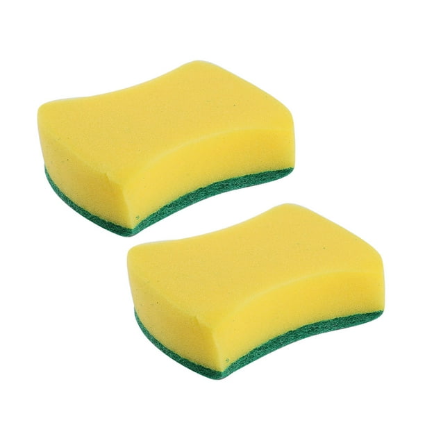 Esponja de utensilios de cocina para el hogar, almohadilla de limpieza para platos, verde y amarillo, 2 piezas