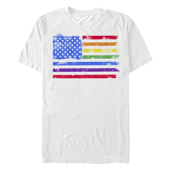 Men's Lost Gods Watercolor Pride American Flag Graphic T-Shirt