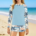 thumbnail image 5 of SGFCWSX Girls Rash Guard Swimsuit, Kids 2-Piece Long Sleeve Crew Neck Top and Gradient Shorts, UPF Sun Protection Bathing Suit Multicolor Size 6-7 Years, 5 of 5