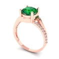 thumbnail image 2 of Solitaire with Accents Engagement Ring for Women - 1.71ct Simulated Emerald in 14K Rose Gold Promise Ring, 2 of 6