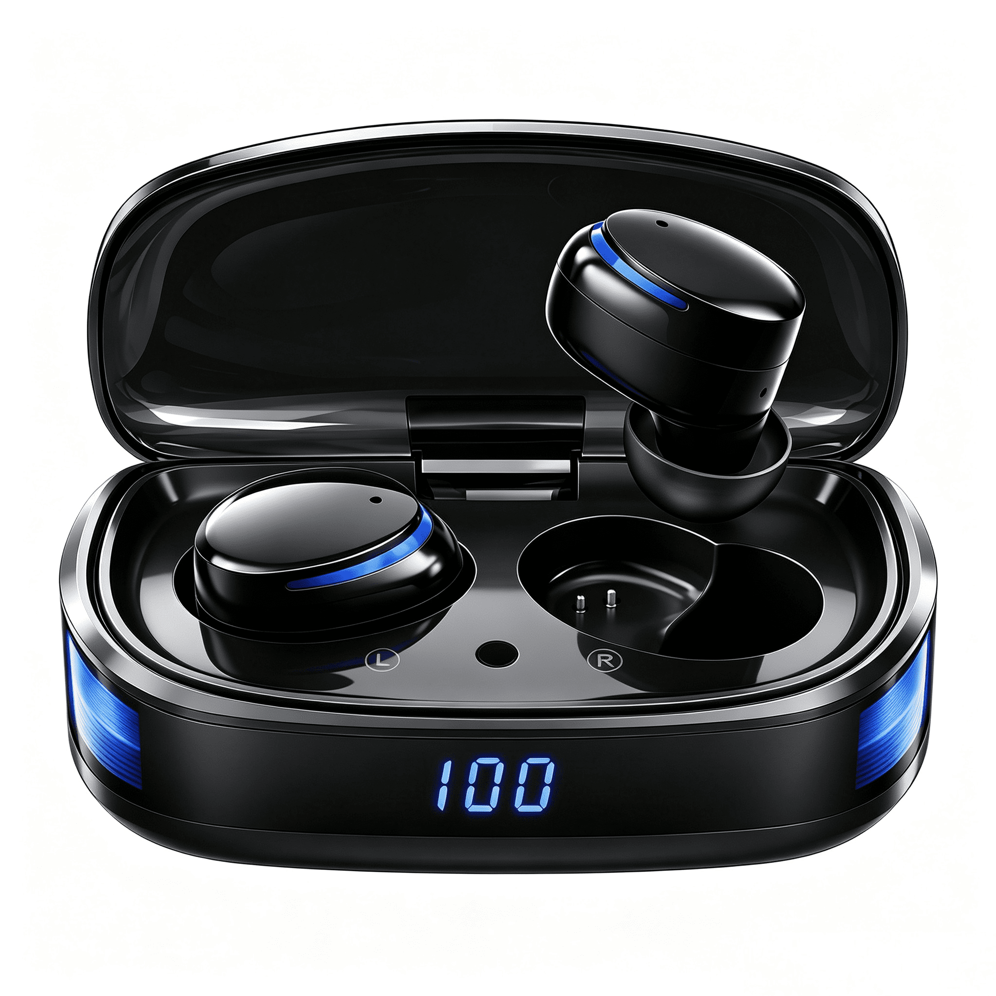 Wireless Earbuds with Noise Cancelling,LED Case in Ear Earphones Bluetooth ,60Hrs with IPX8 Waterproof, Hi-Fi Stereo Bass,Touch Control for Sports/Workout