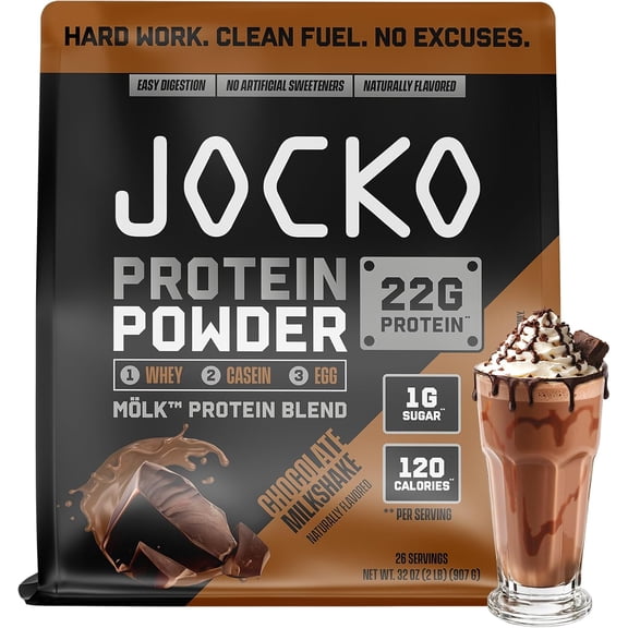 Jocko Mölk Whey Protein Powder 22g, 2lb bag, Chocolate Milkshake
