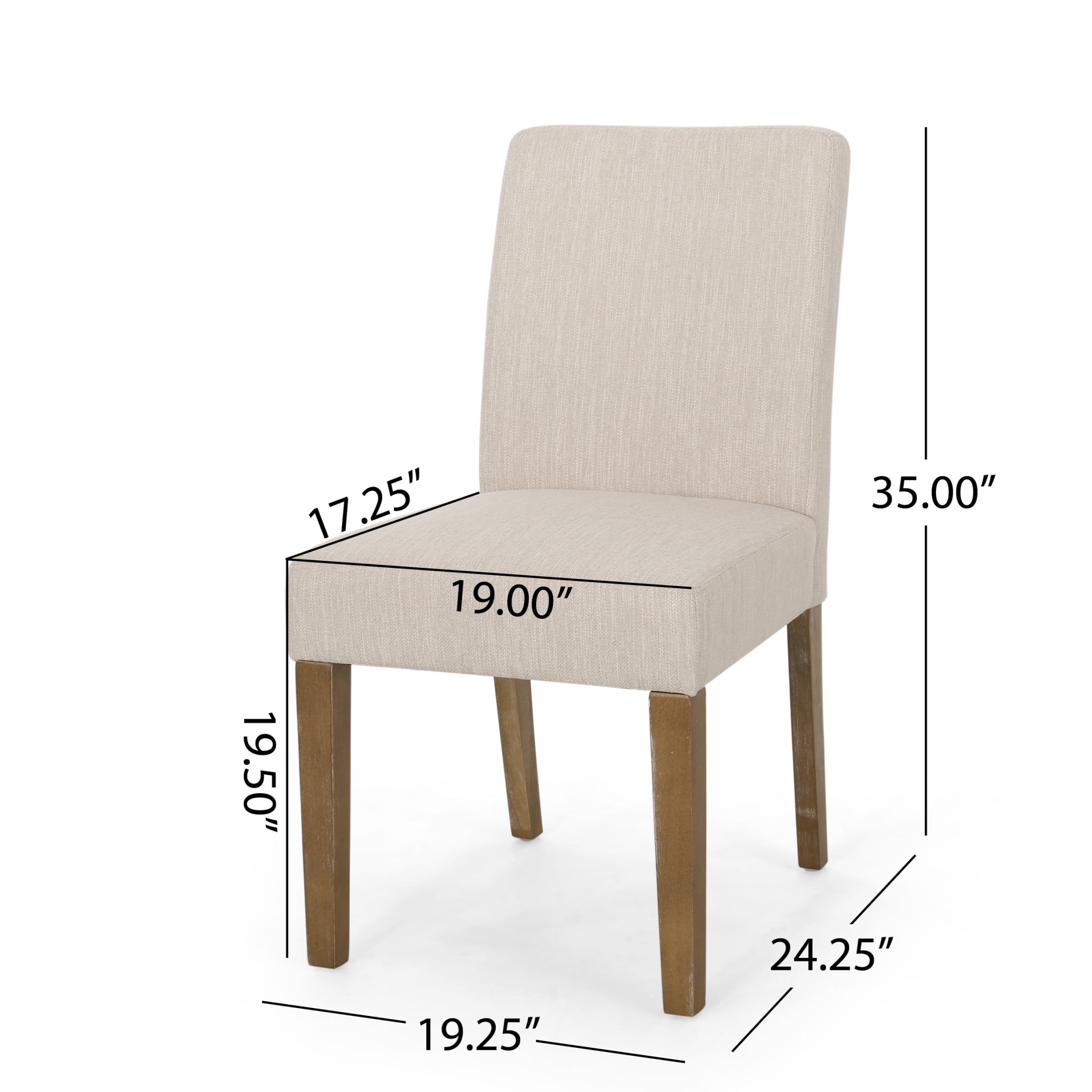 Christopher Knight Home Set of 4 Upholstered Dining Chairs with Solid Wood Legs, Natural + Beige