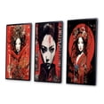 thumbnail image 3 of Designart "Red & Black Vintage Oriental Beauty IV" Japon Woman Framed Wall Art Set Of 3 - Red Woman Japon Frame Gallery Set For Office Decor, 3 of 7