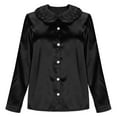 thumbnail image 3 of Maplenight Satin Silk Shirts for Women Dressy Casual Button Down Shirt Lapel Long Sleeve Office Work Tops, 3 of 6
