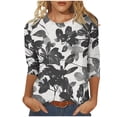 thumbnail image 2 of Nrmvnmi Womens 3/4 Length Sleeve Cotton Tops Casual Floral Print Round Neck Tie Dye Summer/Fall Tops Loose Fit Elastic and Lightweight Blouse For Women, 2 of 6