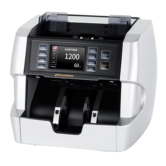 NUCOUN VC-7 Silver Bank Grade Money Counter Machine Mixed Denomination 32 Currency Printer Enabled Cash Bill Counter