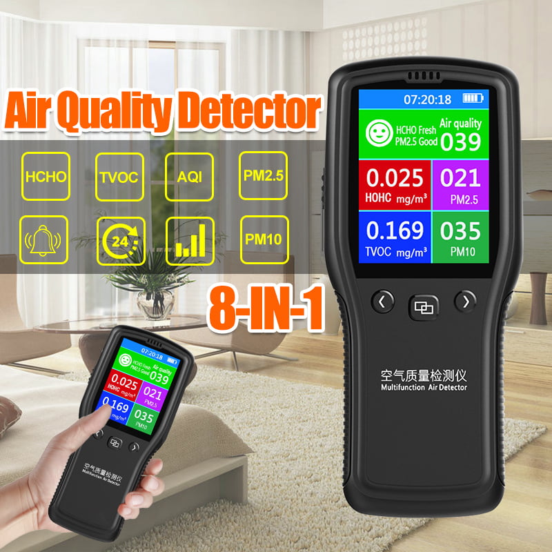 for Home Indoor Car Air Pollution Detection Accurate Air Tester Detector for Formaldehyde Home Air Test Kits with LED Screen Digital Display HCHO CO2 TVOC Air Quality Monitor AQI CO 