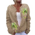 thumbnail image 2 of Cárdigan de punto con estampado de palmeras navideñas para mujer, top de poliéster para mujer, 2 of 3