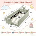 thumbnail image 3 of Deiokin Twin Size Bunny Ear Platform Bed Frame, Upholstered Boucle Fabric Bed Frame with Safety Rail & Storage Pocket, 3 of 10