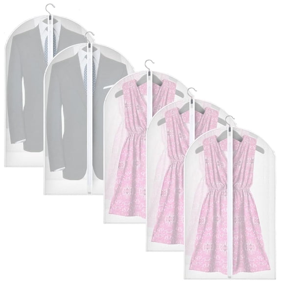 HAMCSTNF Garment Bags, Moth Proof Coat Covers, 5-Piece, Clear