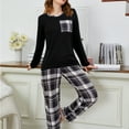 thumbnail image 2 of MecTo Women Pajamas Sets, Lady Paid Pants Long-Sleeved PJ, Black, 2 piece, Size M, 2 of 9