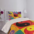 thumbnail image 3 of Ambesonne Peace Quilted Coverlet 2 Pcs, Ying Yang Hippie, Twin Size, Multicolor, 3 of 5