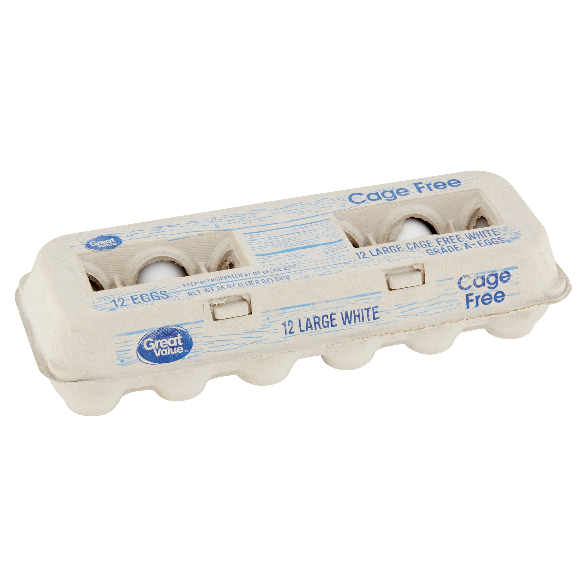 Great Value Large Cage Free White Eggs 12 Count Walmart Com