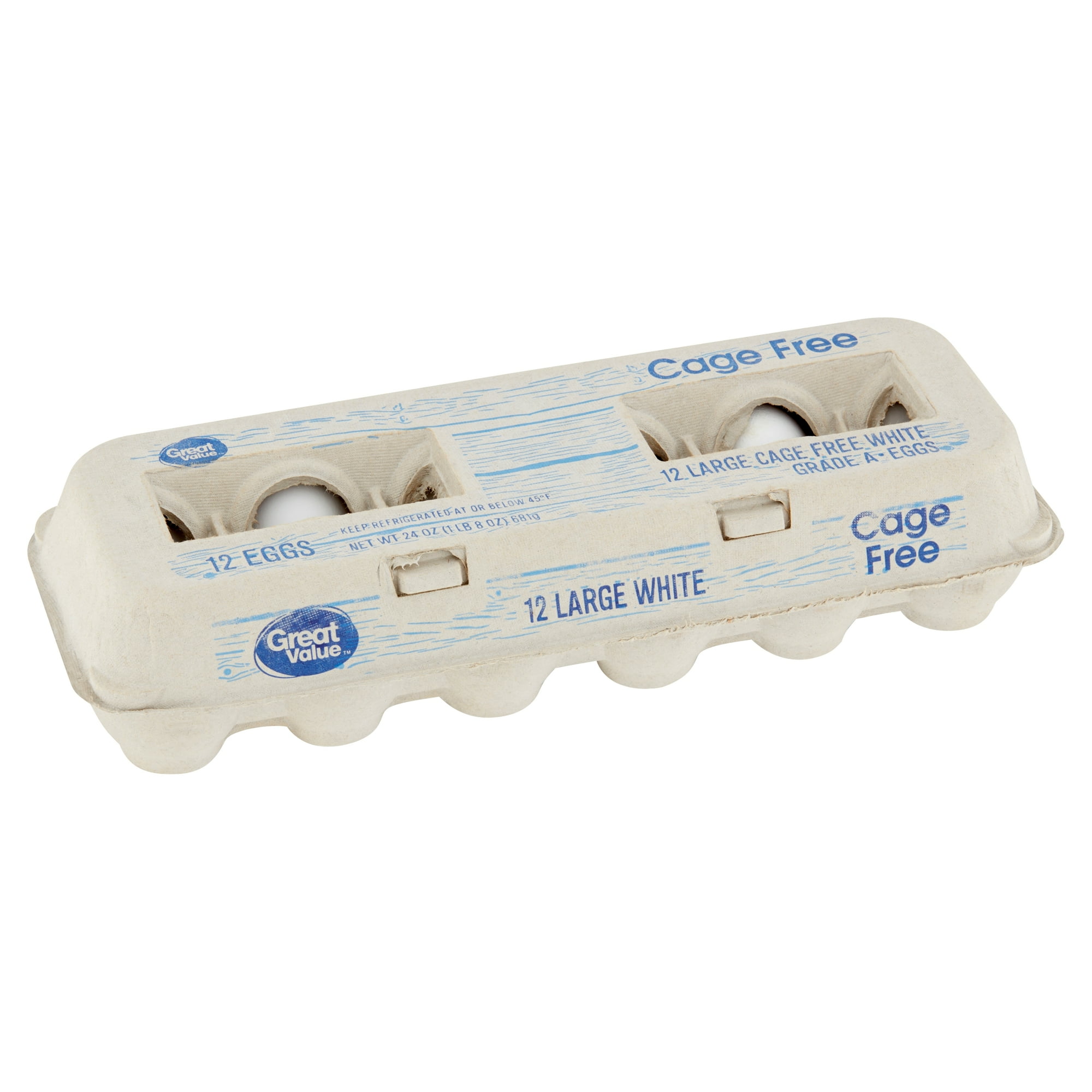 Great Value Cage-Free Large White Eggs, 12 Count
