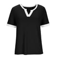 thumbnail image 4 of CHGBMOK Womens V Neck T Shirts Summer Color Block Short Sleeve Tee Top, 4 of 6