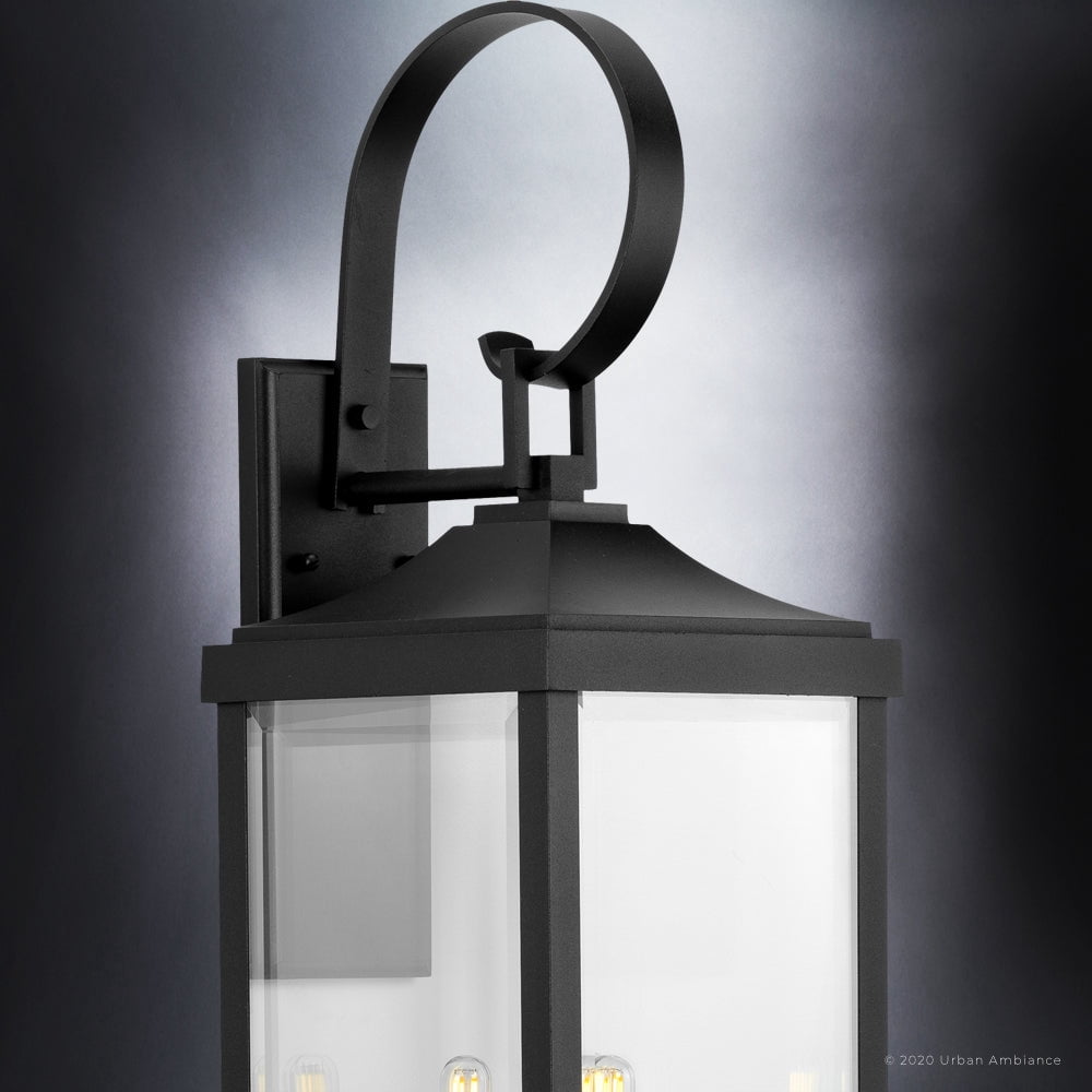 Luxury Transitional Wall Sconce, 30.625H x 9.5W, with Farmhouse Style, Midnight Black, UHP1404 by Urban Ambiance