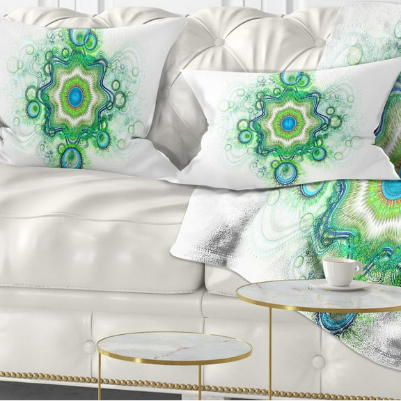 Designart Cabalistic Star Fractal Flower - Abstract Throw Pillow - 12x20