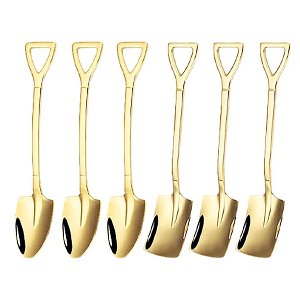 Juego de cucharas de pala, juego de cucharas de pala de 6 piezas Cuchara de pala de acero inoxidable Mini cuchara de pala Rendimiento sólido