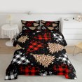 thumbnail image 3 of Manfei Chic Christmas Tree Full Size Comforter Sets for Kids, Leopard Cheetah Print Bedding Comforter Set, Fashion Checkered Plaid Reversible Bedding Sets, Microfiber Bedroom Decor, 3 Pieces, 3 of 9